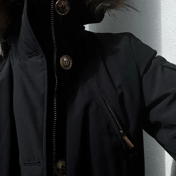 Michael Kors Black Puffer Coat with Fur Trim - Picture 3 of 4